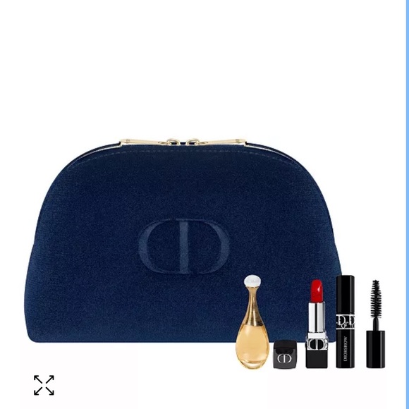 Dior Bags Christian Dior Blue Velvet Makeup Pouch Bnib W 3 Lux